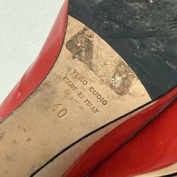 Taryn Rose Red Patent Leather Slingback Wedges Size 40 US 10 Comfort - Picture 10 of 10